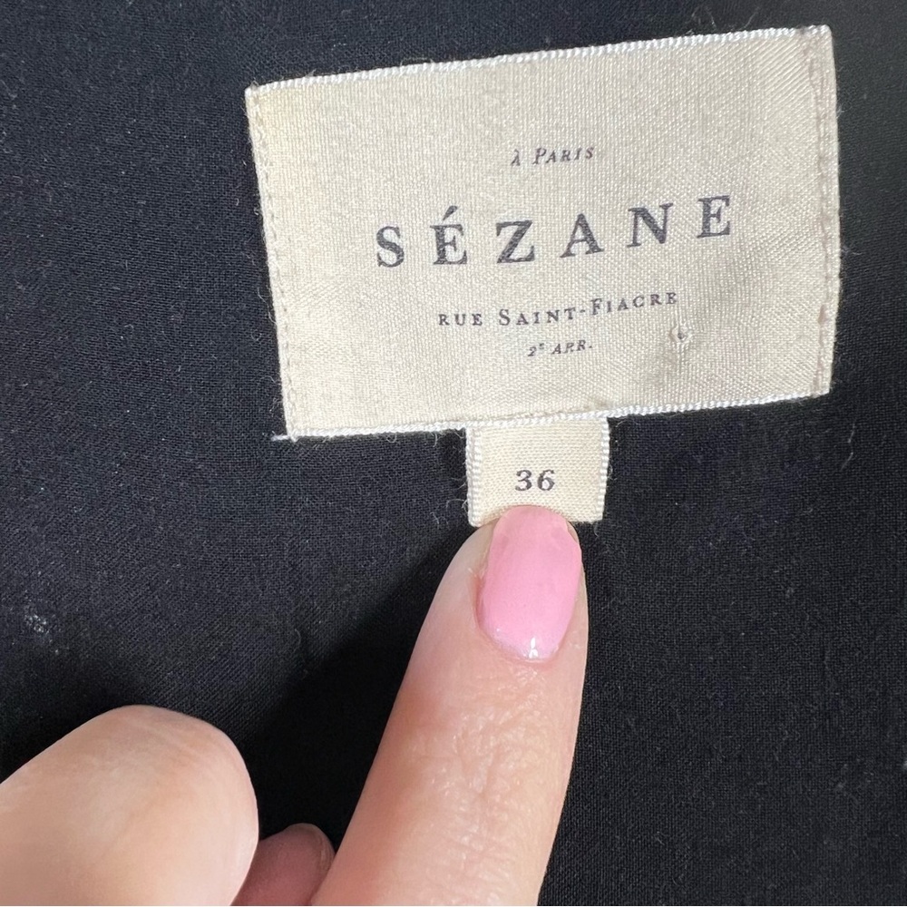 Sezane Black Cream Titiane Floral Paisley Ruffle Tiered Maxi Dress - Picture 4 of 8